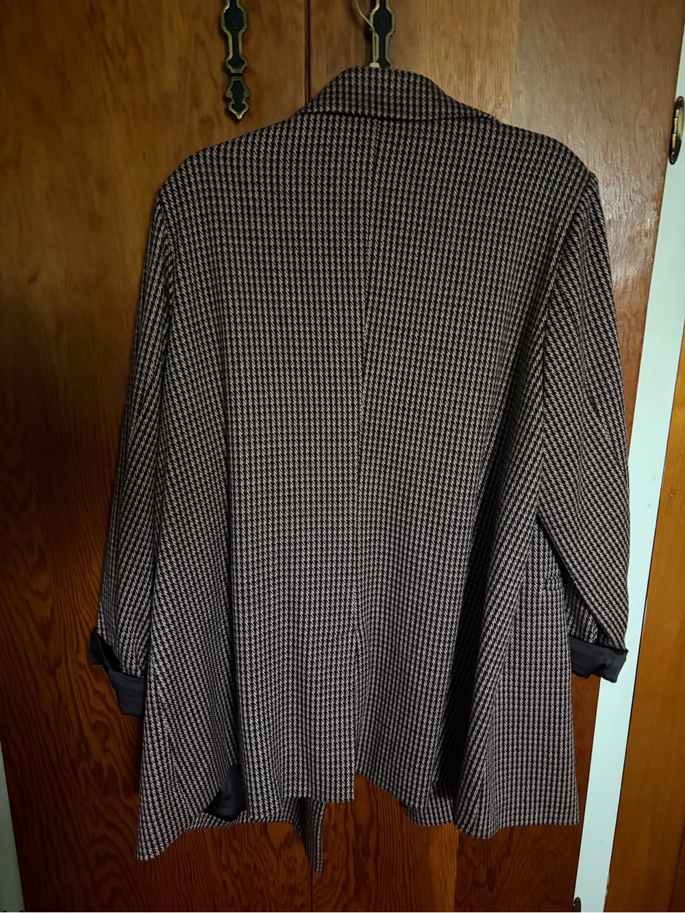 Skies Are Blue Brown & Black Houndstooth Oversized Blazer Jacket - Picture 3 of 3